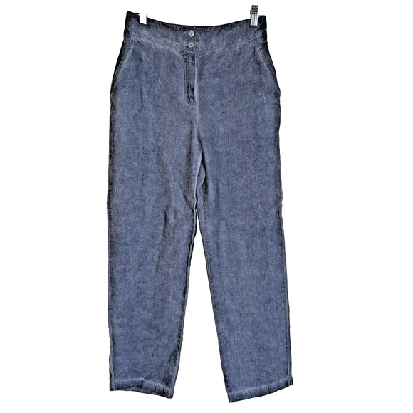 Haris Cotton Linen Pants Size Medium Blue Chambray Casual Relaxed Fit Breathable - Picture 1 of 9